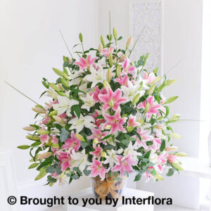 Fabulous 50 Pink and White Lily Arrangement