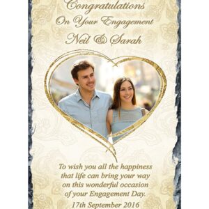 Ornate Heart & Photo Slate - Engagement