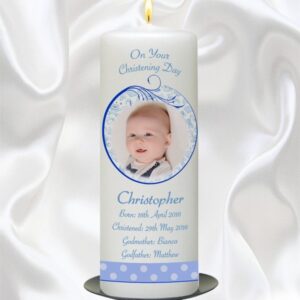 Blue Teddy & Bubbles Photo Candle - 9