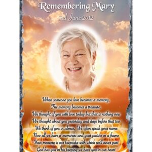 Peach Roses & Photo Treasure Remembrance Slate