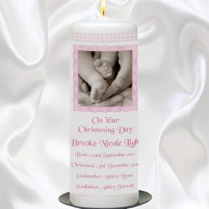 Pink Gingham Feet Candle - 9