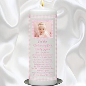 Pink Gingham Photo Candle - 9