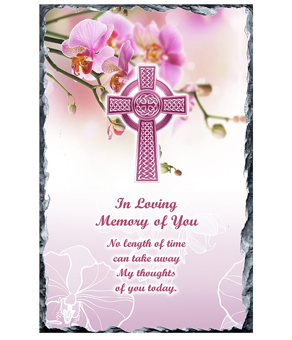 Celtic Cross & Pink Orchids Remembrance Slate-0