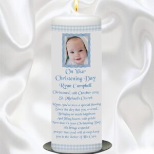 Blue Gingham Photo Candle - 9