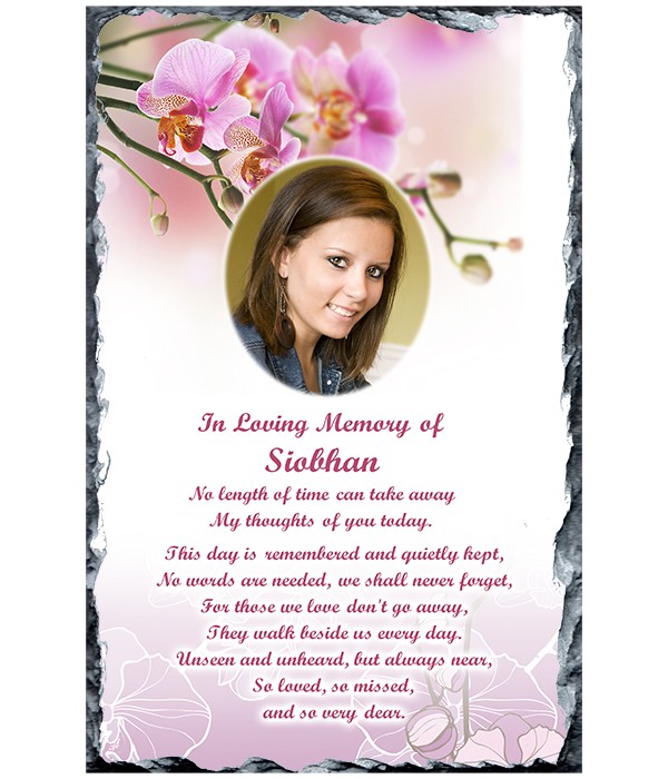 Celtic Cross & Pink Orchids & Photo Remembrance Slate-0
