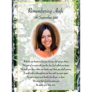 White Flowers & Photo Remembrance Slate