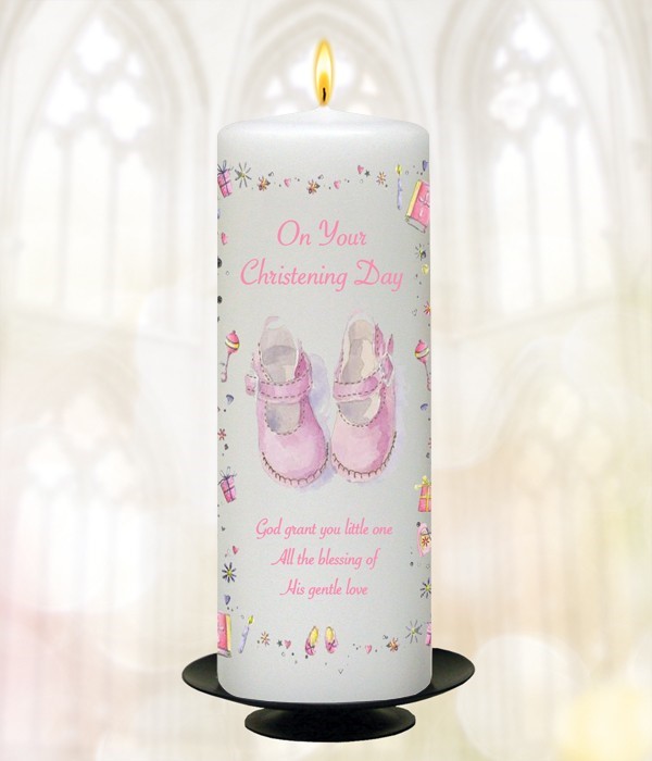 Booties Pink Stars & Hearts Candle - 9" Pillar-0