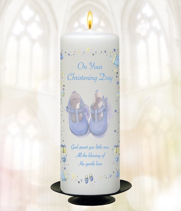 Booties Blue Stars & Hearts Candle - 9" Pillar-0