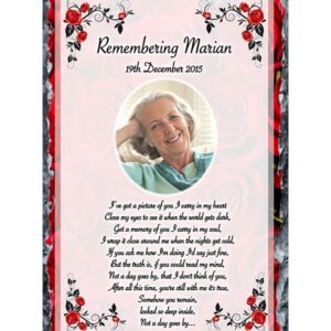 Red Roses & Photo Remembrance Slate