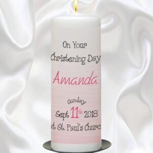 Faded Pink Christening Candle - 9
