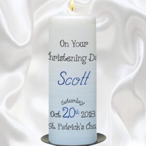 Faded Blue Christening Candle - 9