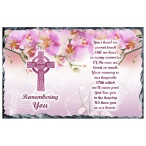 Pink Orchids & Cross Remembrance Slate
