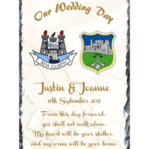 County Crests Slate (gold writing) - Wedding