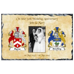 Family Crests & Photo (on beige) - Anniversary