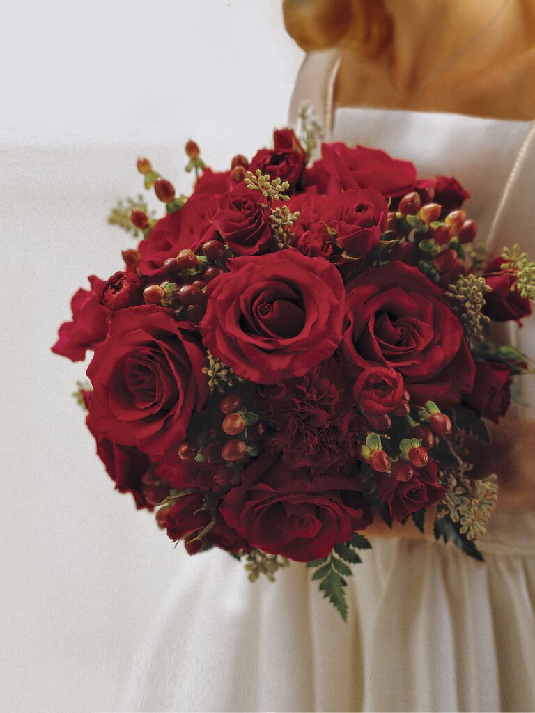 Scarlet Rose & Berry Bridal Bouquet